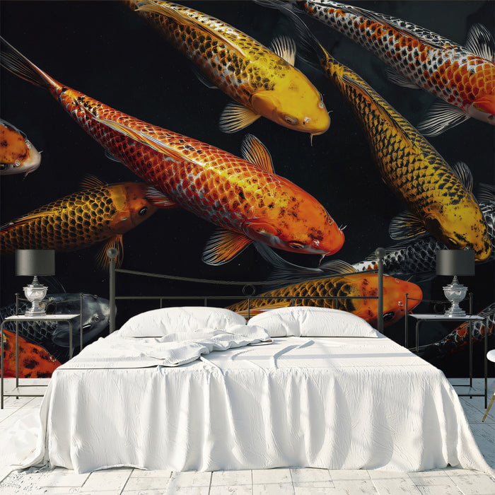 Golden Koi Pond - Top Down Fish Water Mural