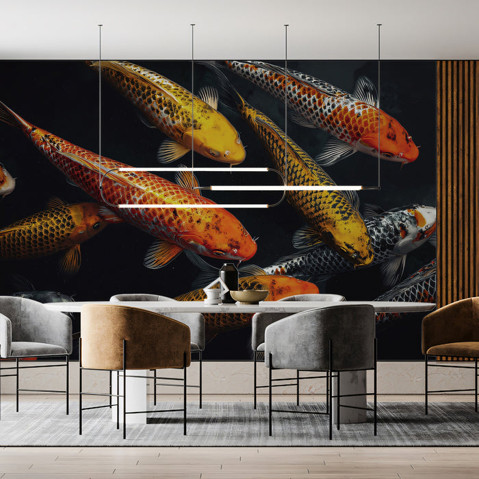 Golden Koi Pond - Top Down Fish Water Mural