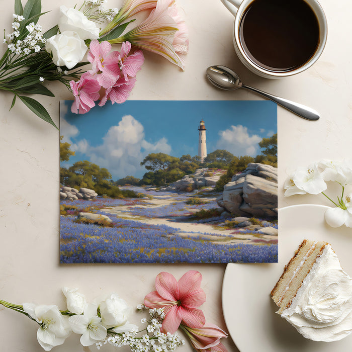 Coastal Lighthouse Path - Sunny Day Landscape Mural