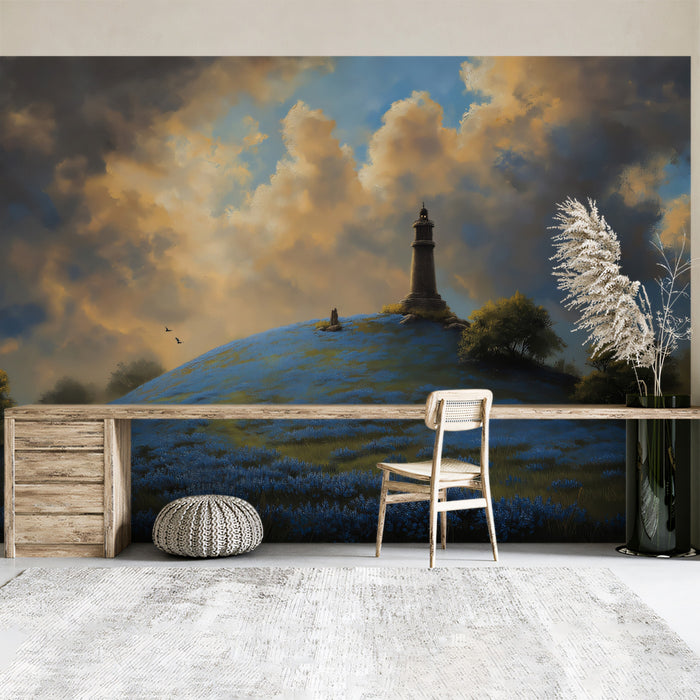Moody Lighthouse Peak - Dramatic Sunset Landscape Mural