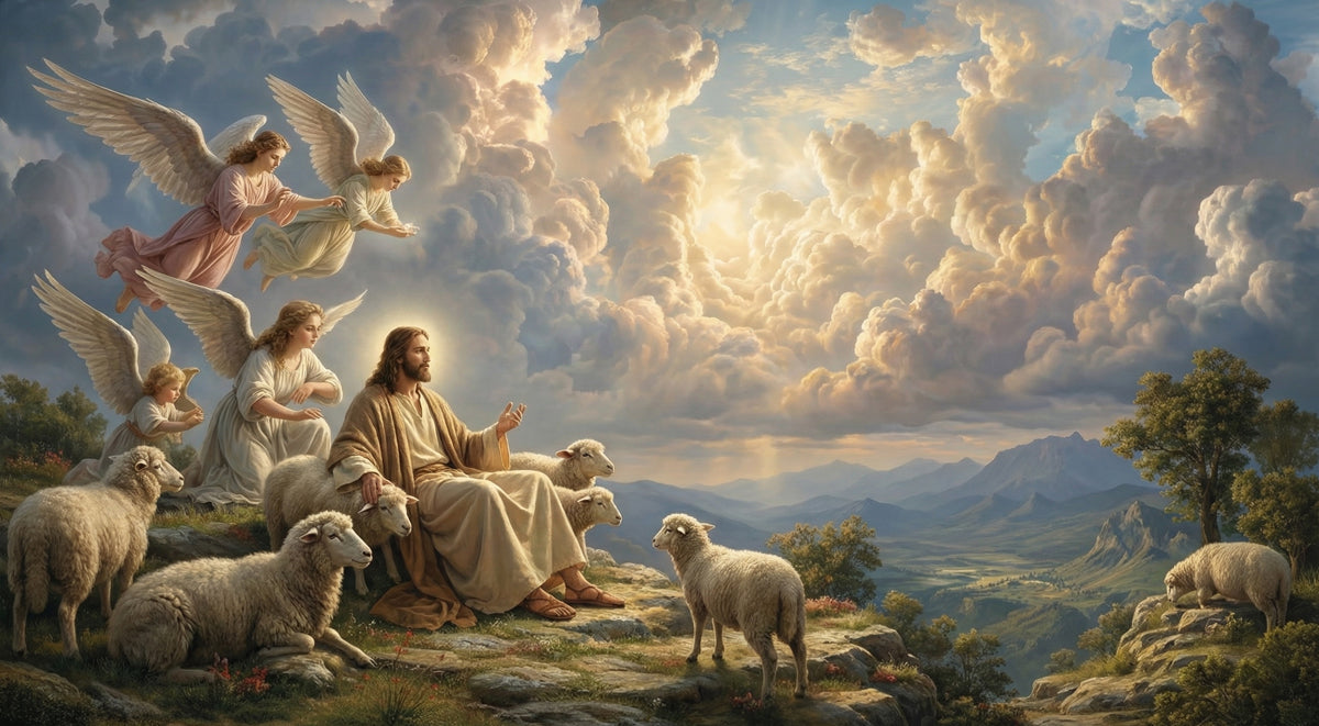Jesus the Good Shepherd & Angels - Christian Religious Mural