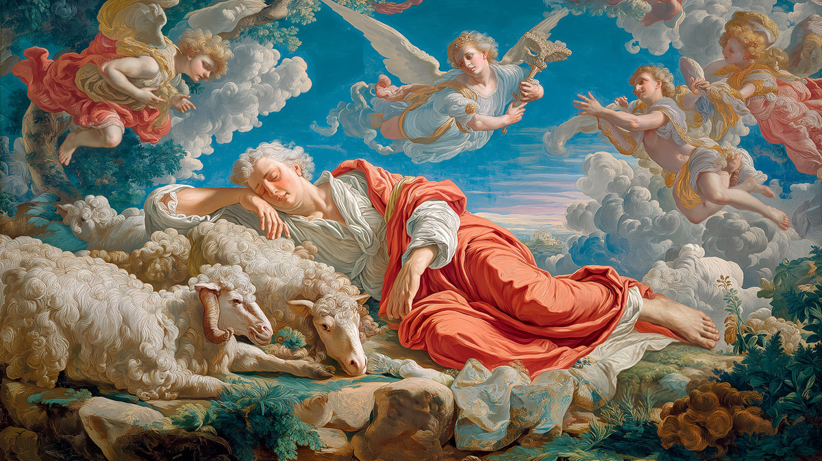 Sleeping Shepherd's Dream - Baroque Biblical Art Mural