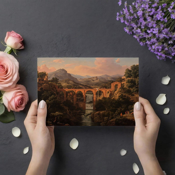 Ancient Aqueduct at Sunset - Classical Landscape Wallpaper