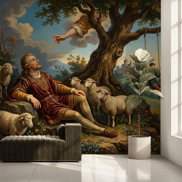 The Good Shepherd Under the Oak - Biblical Renaissance Mural