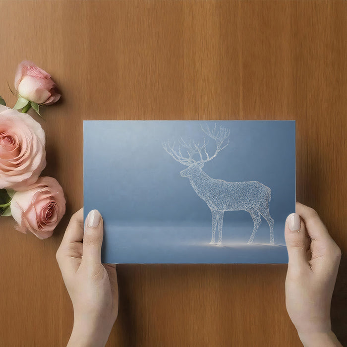 Celestial Wireframe Stag - Minimalist Digital Art Mural