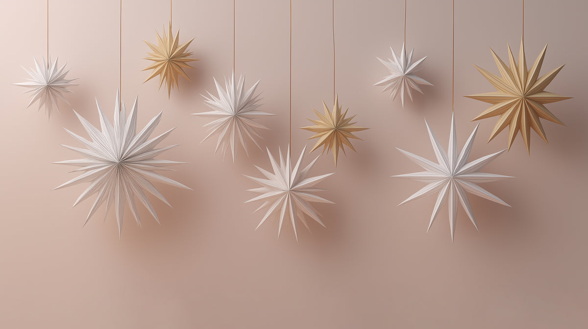 Hanging Paper Stars - 3D Nordic Christmas Wallpaper