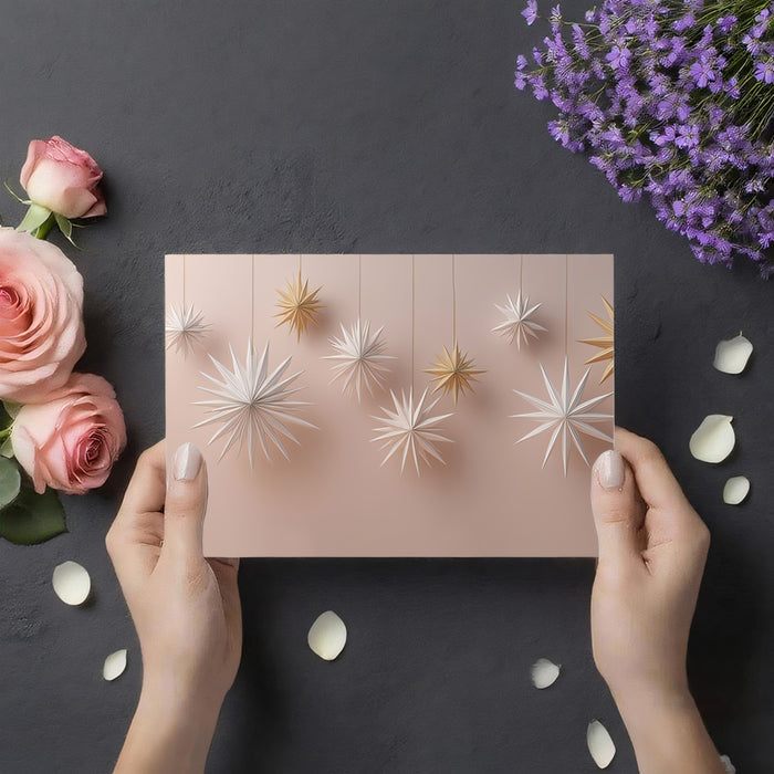 Hanging Paper Stars - 3D Nordic Christmas Wallpaper