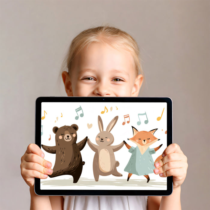 Animaux de la forêt dansants - Fresque musicale Ours, Lapin et Renard