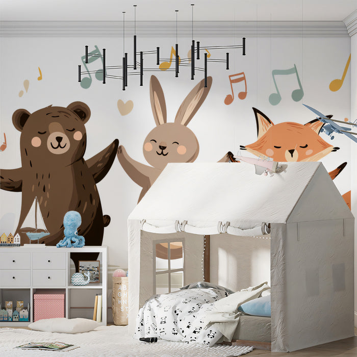 Animaux de la forêt dansants - Fresque musicale Ours, Lapin et Renard