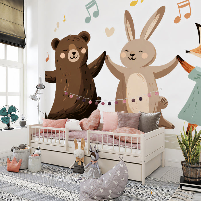 Animaux de la forêt dansants - Fresque musicale Ours, Lapin et Renard