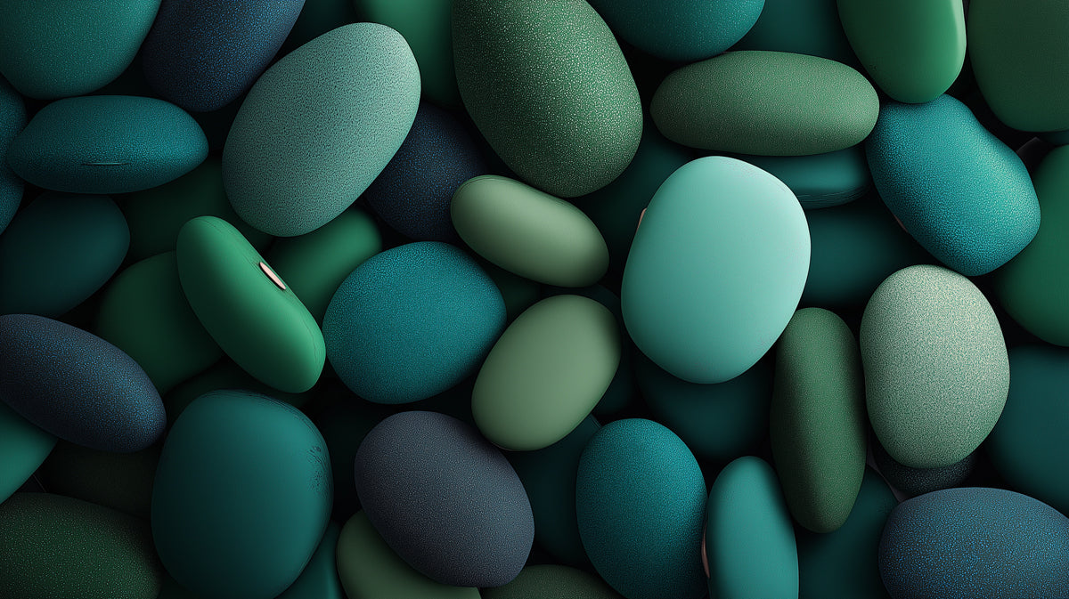 Zen 3D Türkis & Grün Kieselstein Wandgemälde