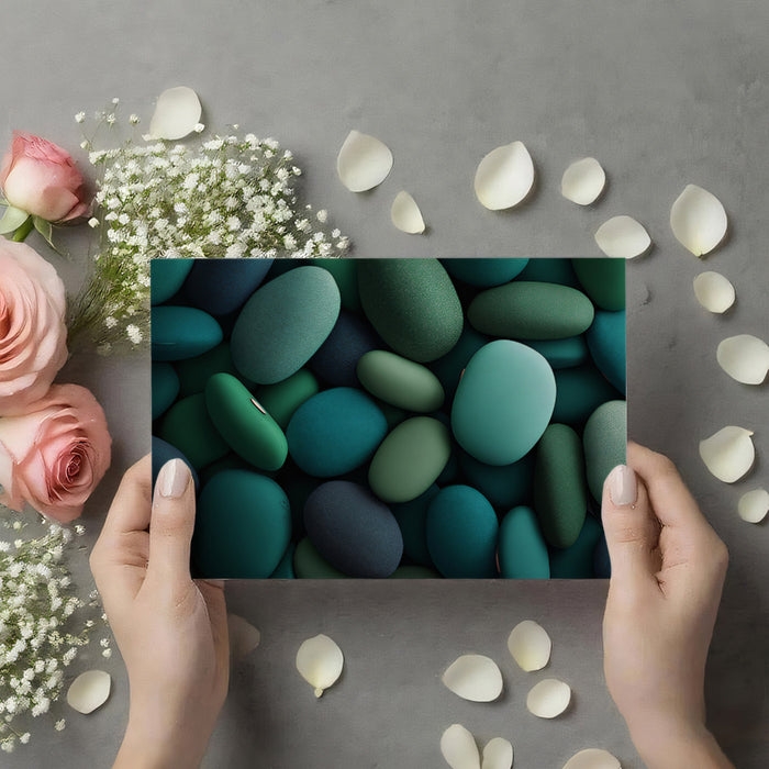 Zen 3D Türkis & Grün Kieselstein Wandgemälde