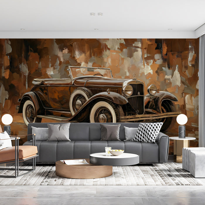 Vintage Sepia Classic Car Art Wall Mural