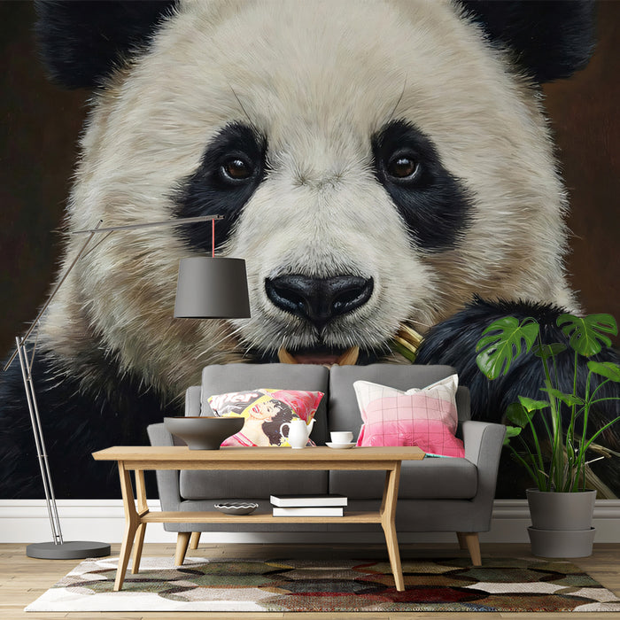 Hyper-Realistic Giant Panda Portrait Wall Mural