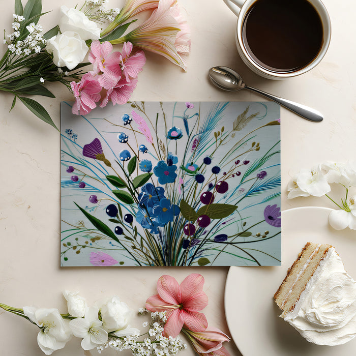 Spring Wildflower Bouquet Oil Painting Wall Mural