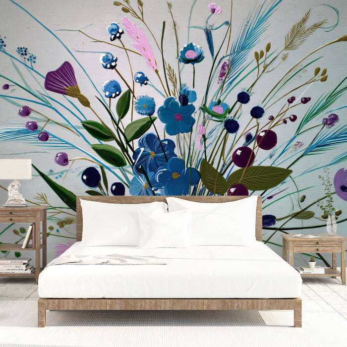 Spring Wildflower Bouquet Oil Painting Wall Mural