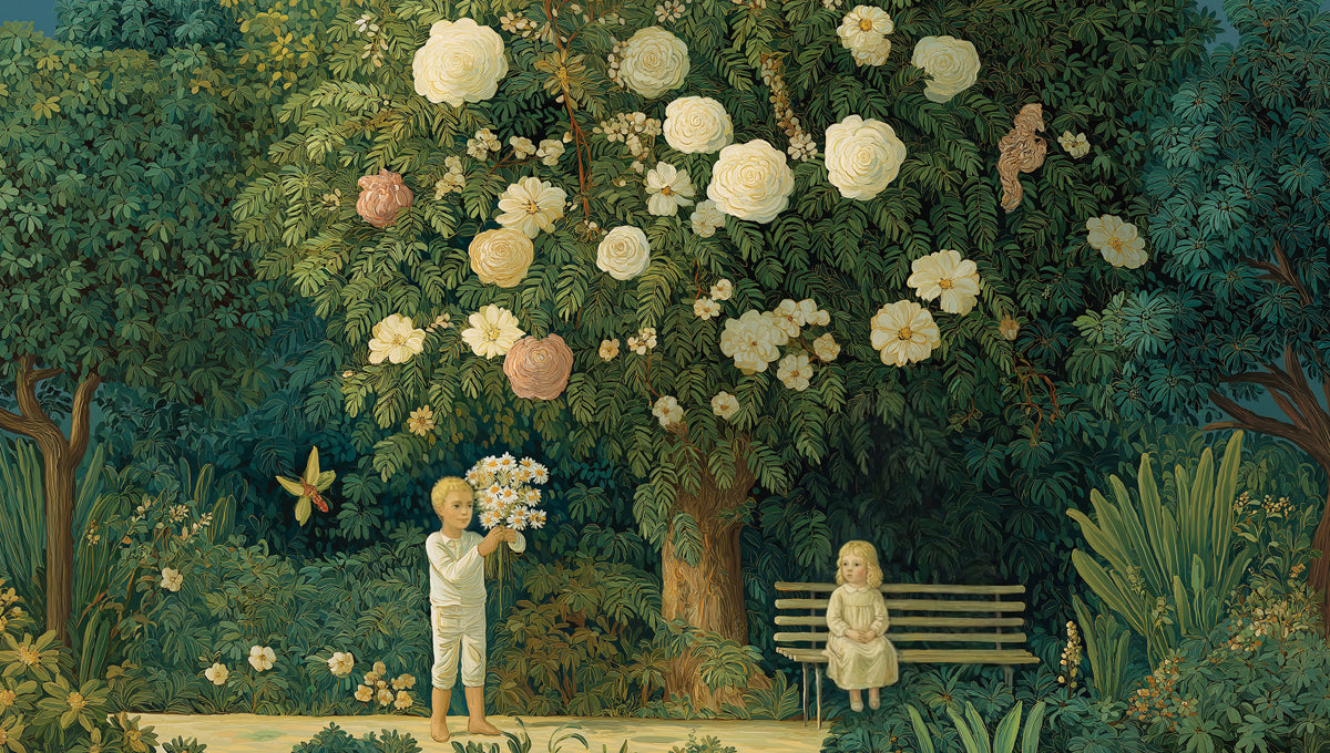 Vintage Storybook Garden & Children Wall Mural