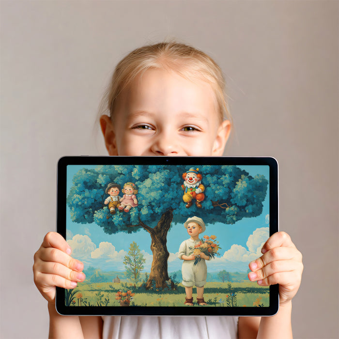 Dreamy Boy and Tree Toys Surreal Mural