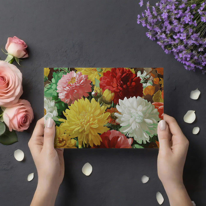 Vibrant Multi-Colored Chrysanthemum Oil Painting Mural