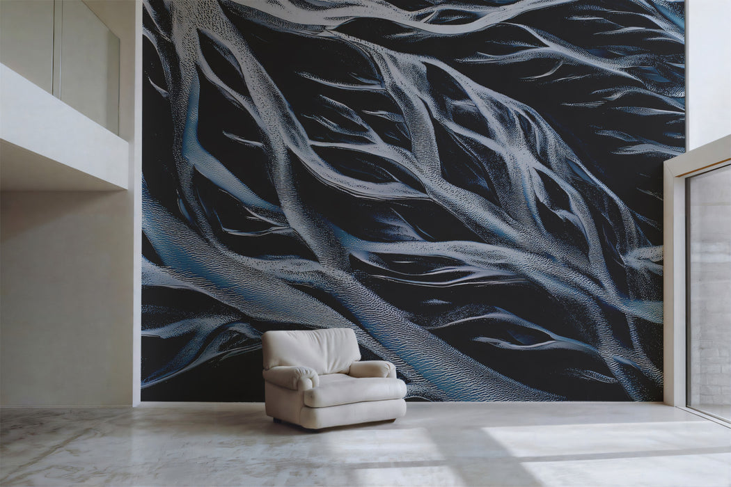 Aerial Abstract Glacial River Texture Wall Mural