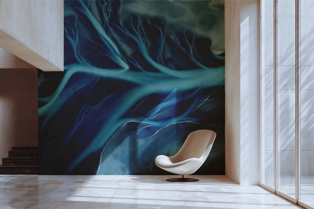 Turquoise River Delta Aerial Art Mural