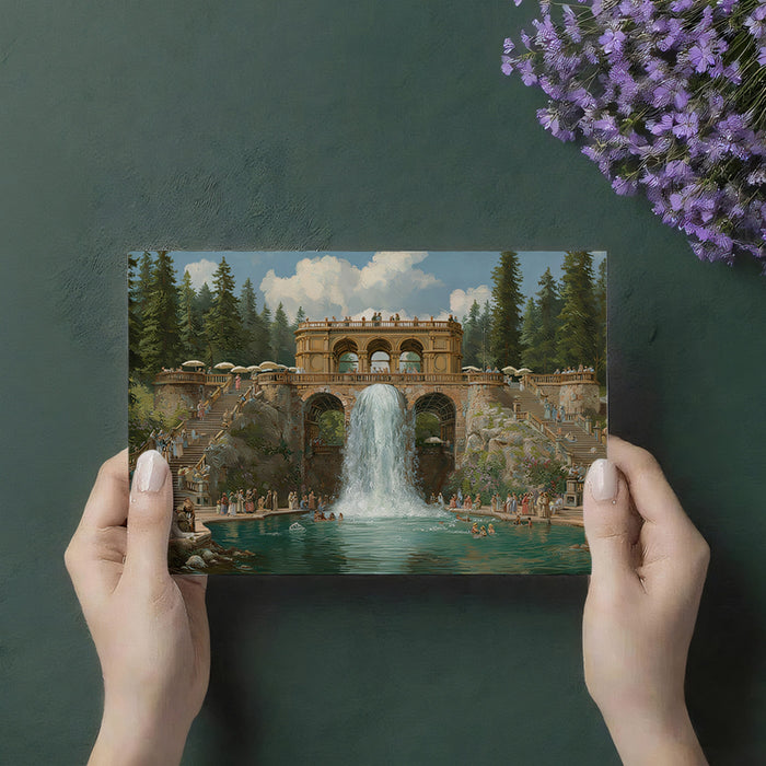 Classical Roman Bath & Waterfall Landscape Mural