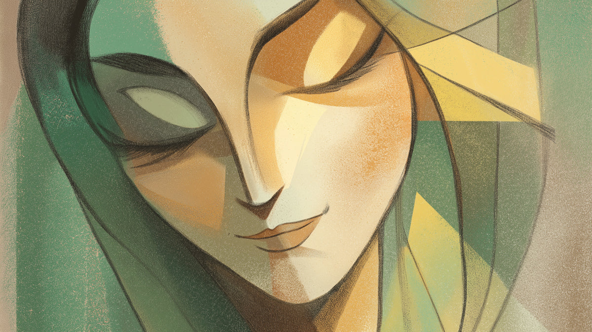 Abstract Geometric Serenity Female Portrait Mural