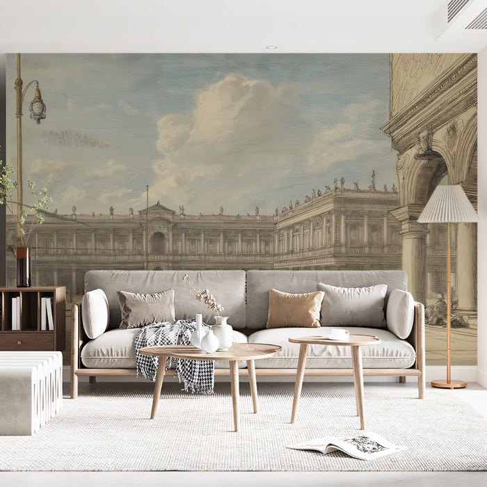 Vintage Sketch of St. Mark's Square Venice Mural