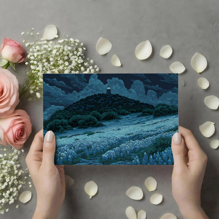 Midnight Blue Lighthouse & Flower Field Mural