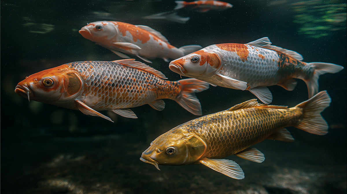 Zen Koi Fish Pond Dark Water Wall Mural