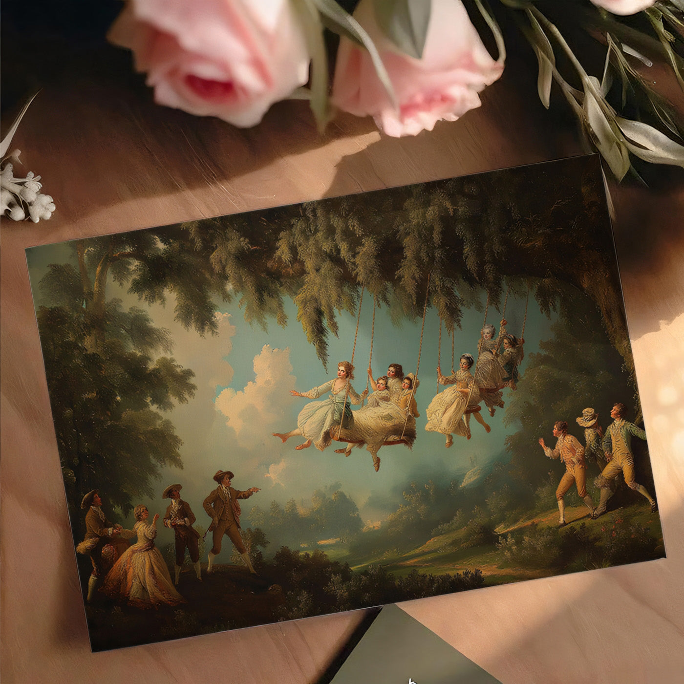 Rococo Garden Swing Mural Wallpaper | Vintage Art Scene — Vivawalls Store