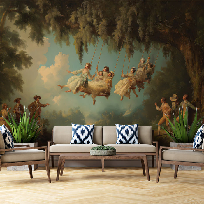Classical Rococo "The Swing" Style Romantic Mural
