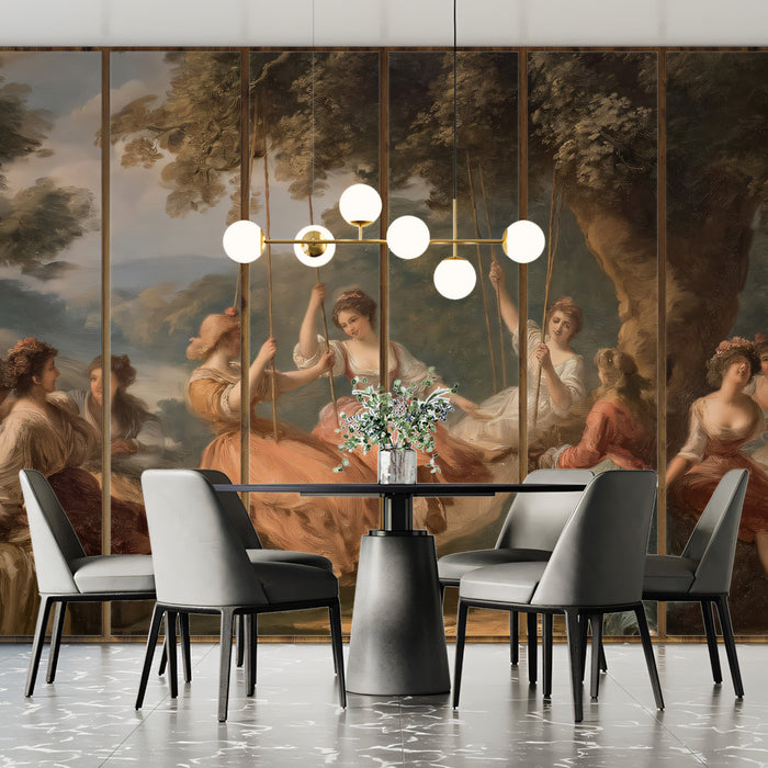 Rococo Style Ladies on Swings Oil Painting Mural