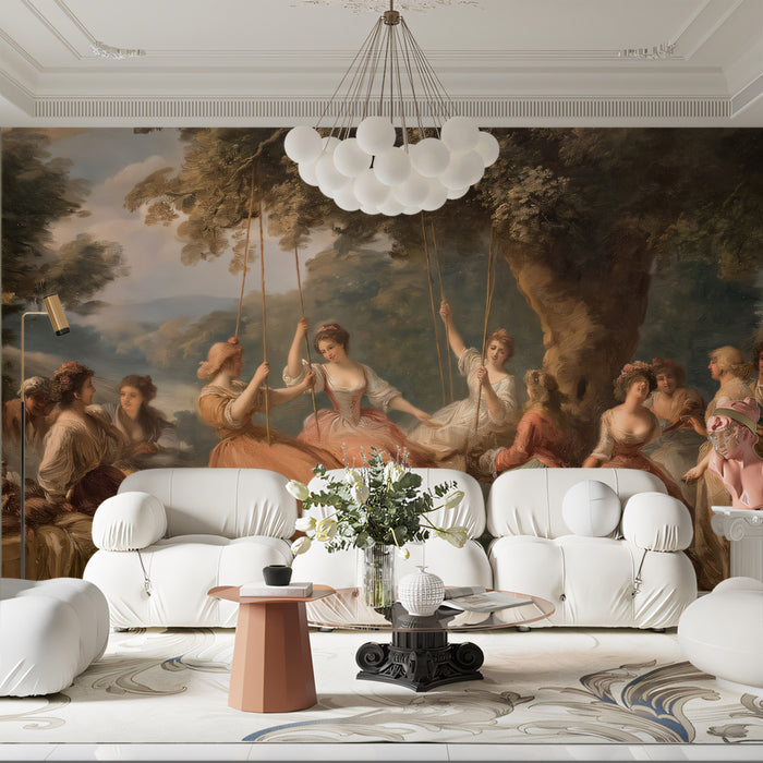 Rococo Style Ladies on Swings Oil Painting Mural