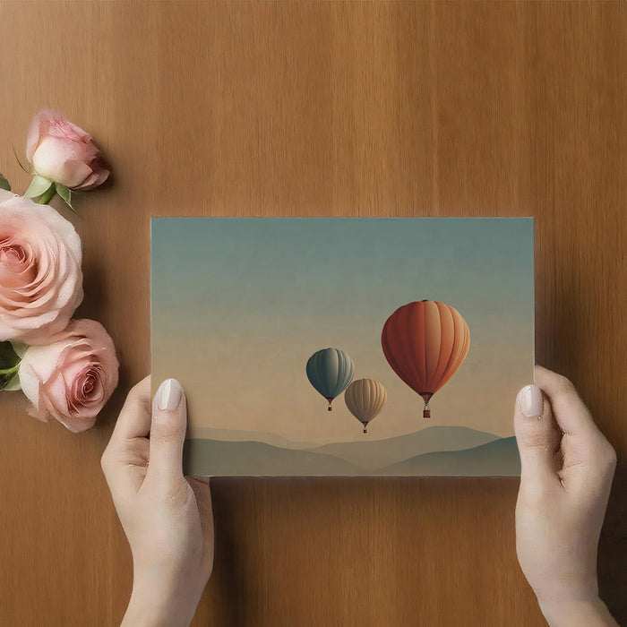 Minimalist Pastel Hot Air Balloons Landscape Mural