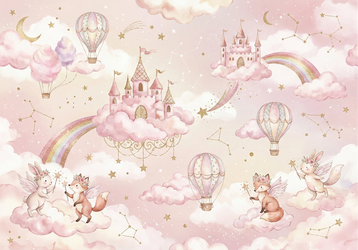 Pink Cloud Kingdom & Castles Nursery Mural