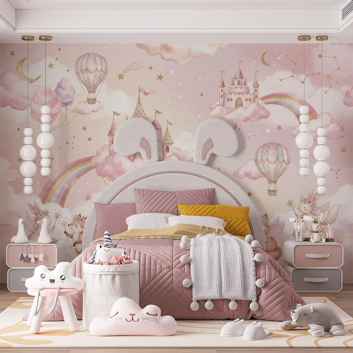 Pink Cloud Kingdom & Castles Nursery Mural
