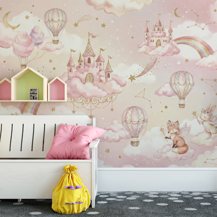 Pink Cloud Kingdom & Castles Nursery Mural