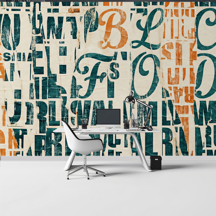 Urban Grunge Typography Collage Wall Mural