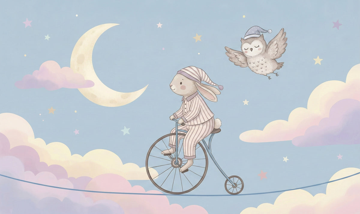 Whimsical Bunny on High Wire Sky Mural