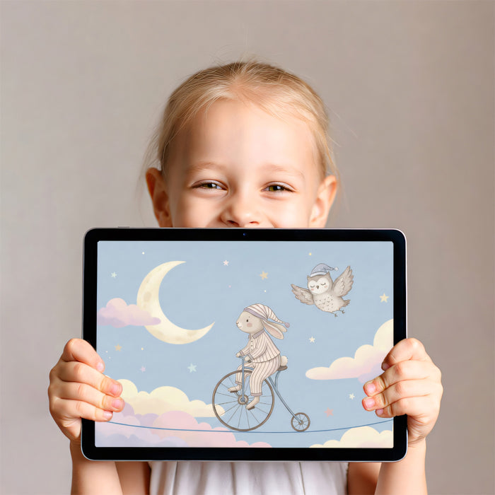 Whimsical Bunny on High Wire Sky Mural