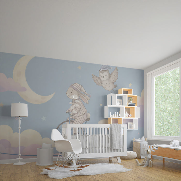 Whimsical Bunny on High Wire Sky Mural