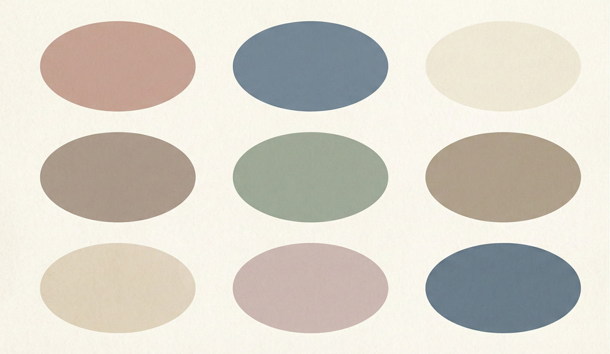 Minimalist Retro Pastel Ovals Geometric Mural