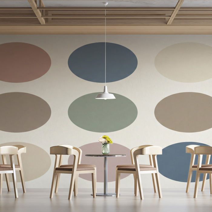 Minimalist Retro Pastel Ovals Geometric Mural