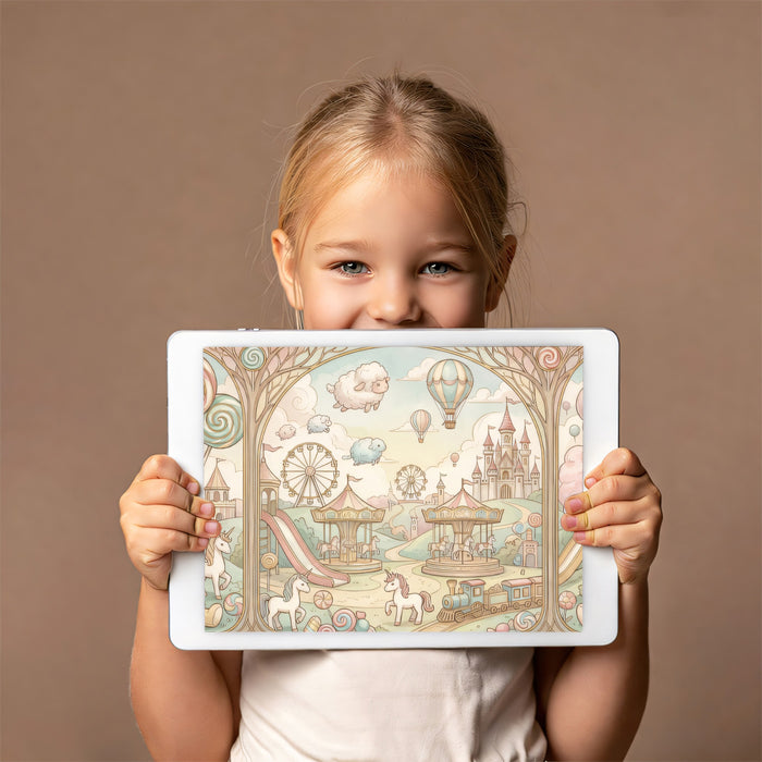 Whimsical Candy Land Amusement Park Nursery Mural