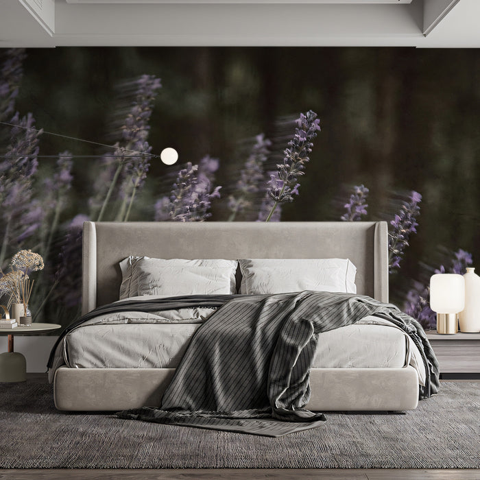Lavender Field Wallpaper, Romantic Purple Flower Wall Mural, Soft Focus Nature Decor for Wellness Spa