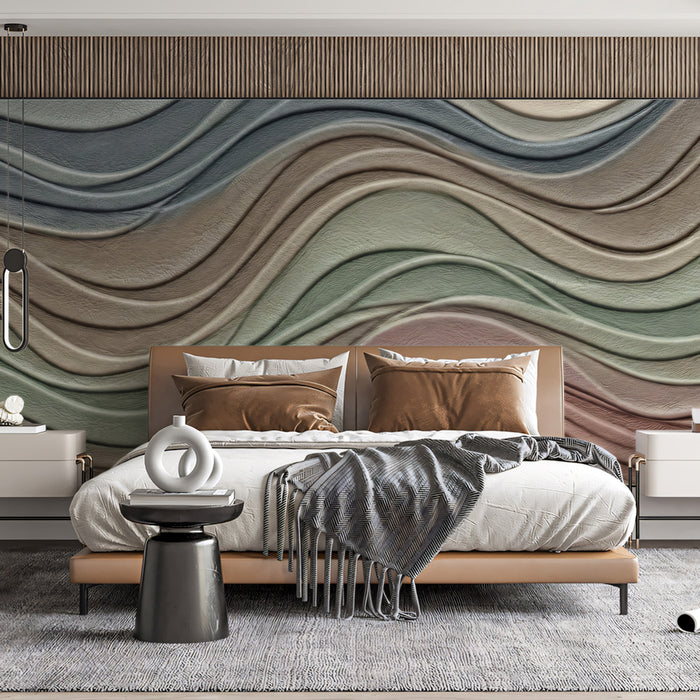 Pastel Wave 3D Wallpaper, Layered Abstract Texture Wall Mural, Modern Gradient Decor for Beauty Studio