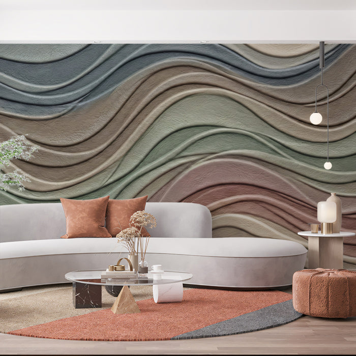 Pastel Wave 3D Wallpaper, Layered Abstract Texture Wall Mural, Modern Gradient Decor for Beauty Studio