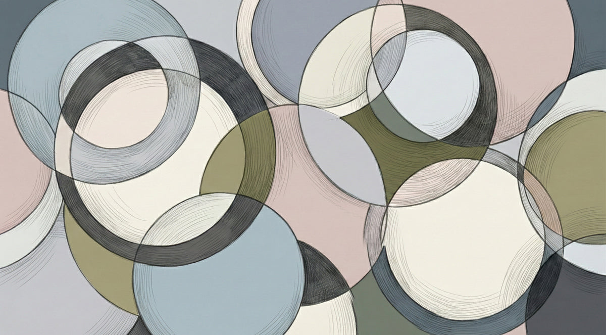 Modern Circle Geometric Wallpaper, Minimal Abstract Ring Wall Mural, Scandinavian Pattern Decor