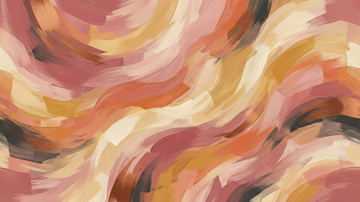 Warm Terracotta Abstract Brushstroke Wallpaper, Artisan Fluid Paint Wall Mural, Luxury Earthy Tone Decor for bedroom